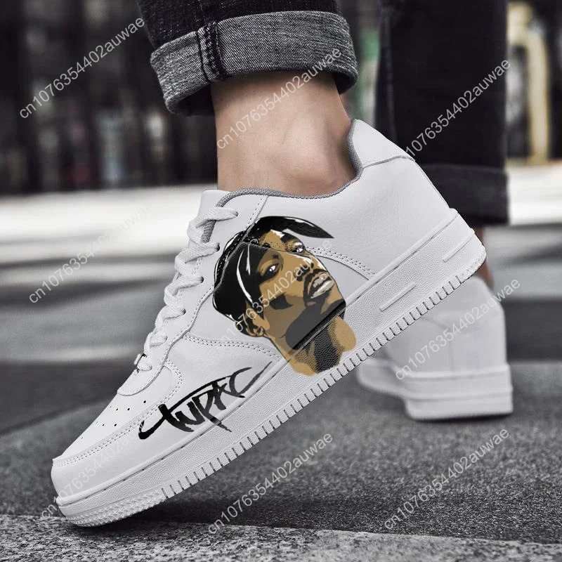 2PAC ラップティー白 限定 再販なし。 Tupac Rapper 2Pac moda uomo donna scarpe casual piattaforma