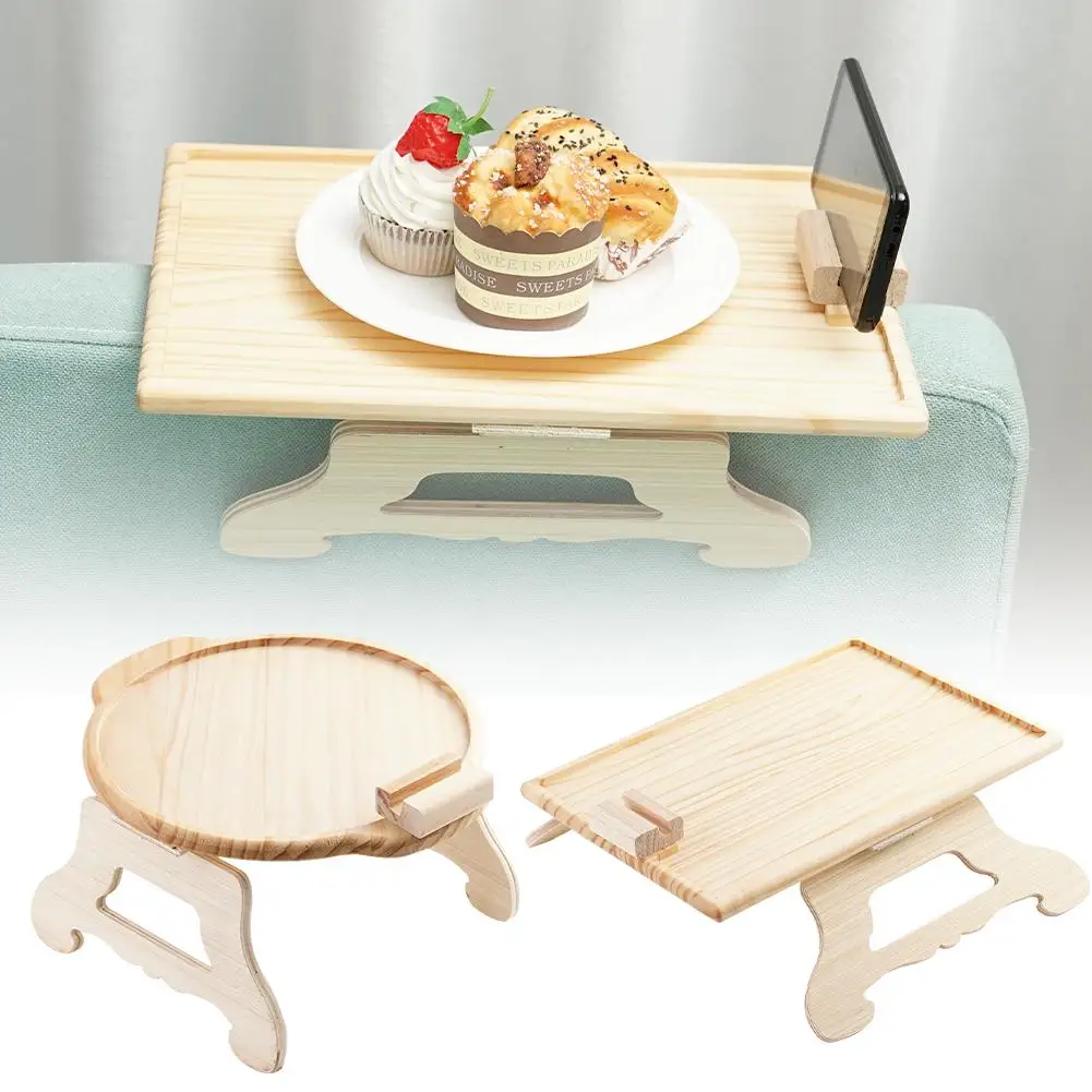 

Sofa Tray Table Sofa Armrest Clip-On Tray Natural Wood Mobile tablet TV notebook be Coffee can Table placed Snack Practical C7K2