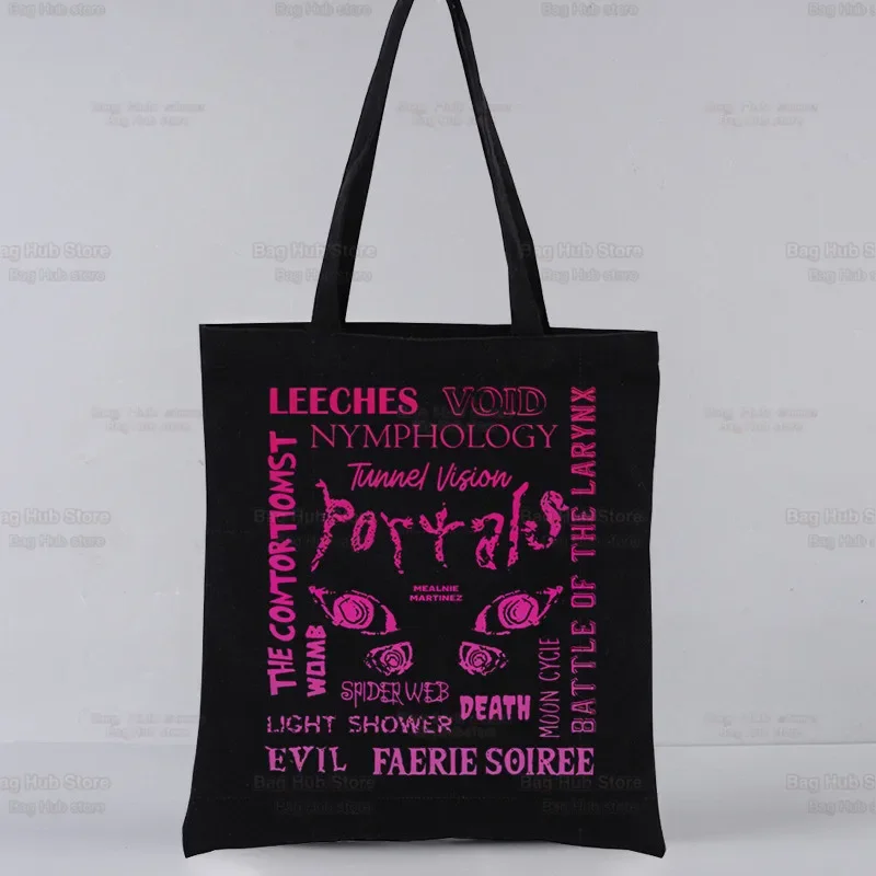 Melanie Martinez Portals Singer Music Harajuku Shopping Black Bags Canvas Tote Bag Mom Reusable Cloth Bag Handbag Shoulder Bags