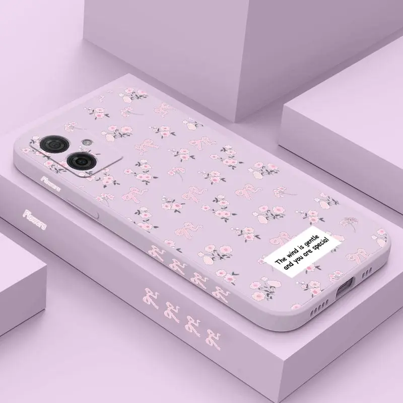 G54 Pink Flowers Silicone Phone Case For Motorola Moto G42 G54 G100 G52 G53 G14 G22 G24 G72 G34 G50 G9Plus G8Play G84 Cover phone case phone protector cover