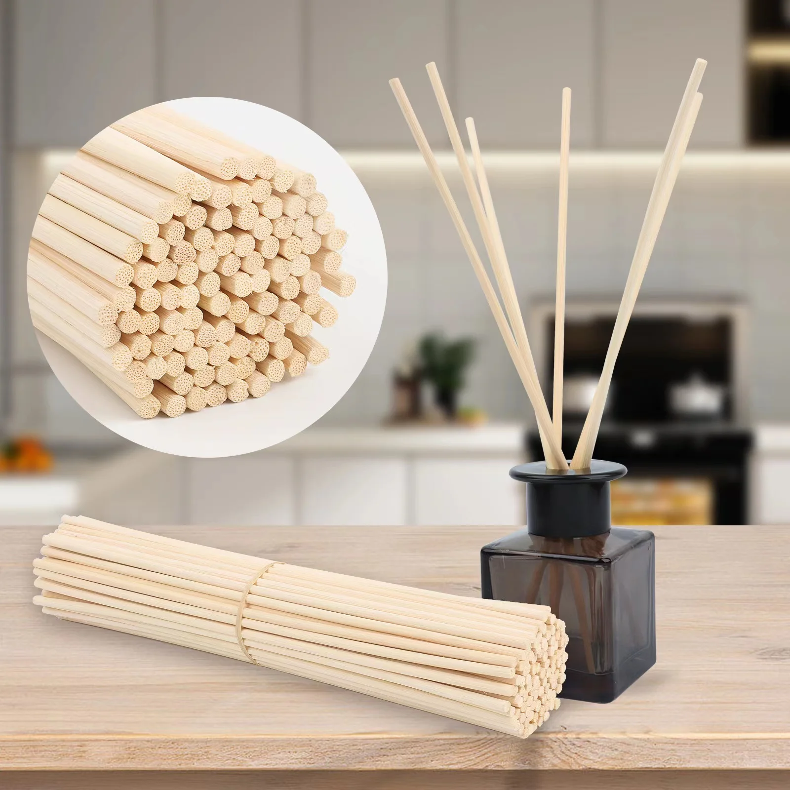 100PCS 3/4/5MM X L30/25/23/15CM Nature Wooden Diffuser Sticks Bathroom Wedding Decor Fragrance Oil Diffuser Rattan Reed Sticks