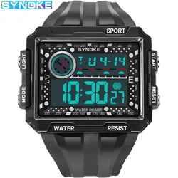 SYNOKE Men's Outdoor Digital Watch - Waterproof, Shock Resistant, Large Screen Fashion Timepiece (Black)