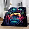 Gamer flannel Print Soft Blanket Cartoon Game Controller Comfortable Warm All Seasons  for Sofa Bed Bedroom Office Travel 5