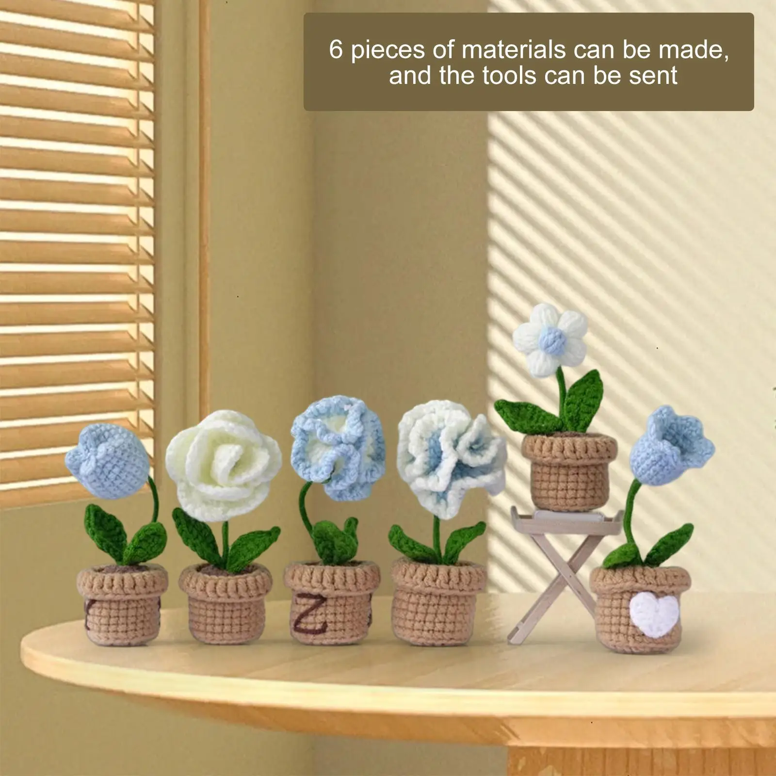 Complete Crochet Kit Basic Tool Hand Knitting Toy All in Learn to Crochet Accessories DIY Crocheted Planter for Kids Teens