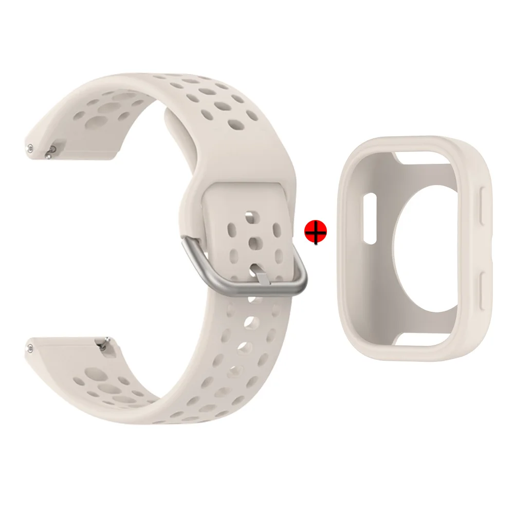 Versatile 2-in-1 Silicone Watchband with Case Cover - Adjustable Single Color Wristband Accessory