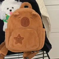 Kawaii Capybara sac à dos en peluche pour femmes polyvalent dessin animé drôle Capibala sac à bandoulière aLrge capacité sac fourre-tout 1