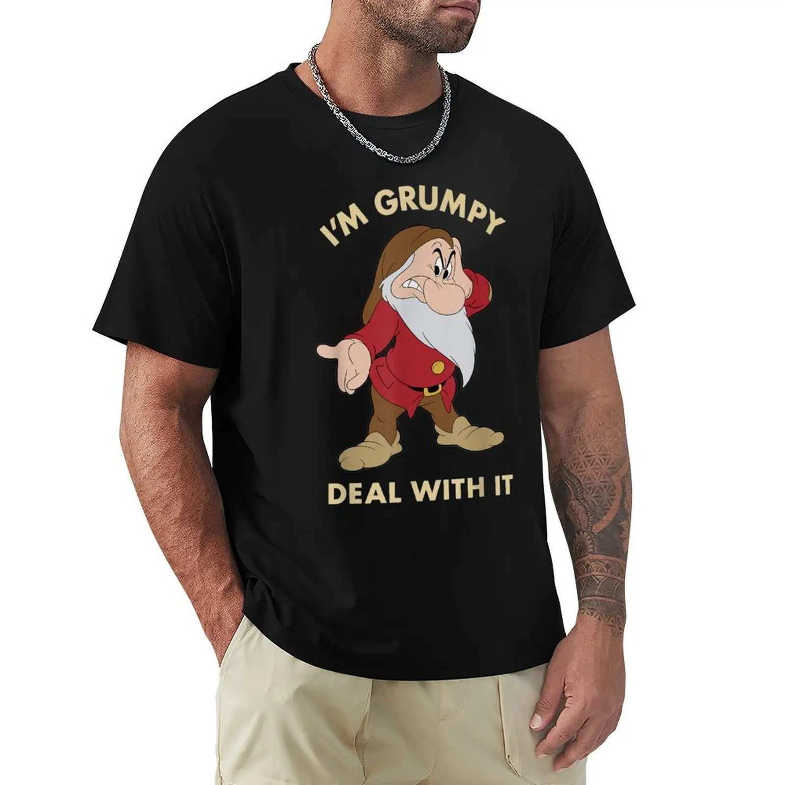 I'm Grumpy Deal With It T-Shirt heavyweights oversized graphic tee for a boy street wear Short sleeve tee men