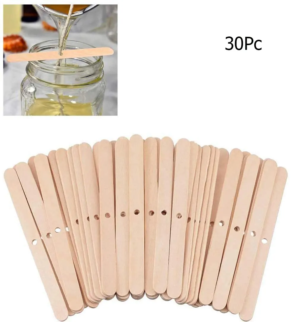 30 Pack Wooden Candle Wick Holders Wick Holders for Candle Making Wick Clips for Candles Candle Centering Tool