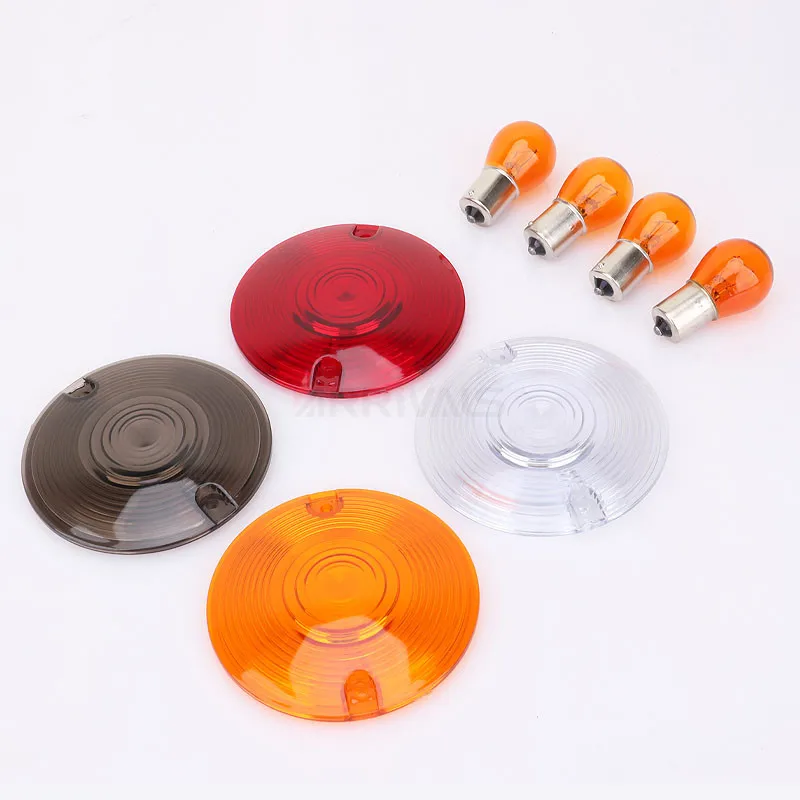 4 pezzi moto fumo trasparente arancione indicatore di direzione copriobiettivo con lampadina per Harley Davidson Touring Electra Glides Road King  201355758