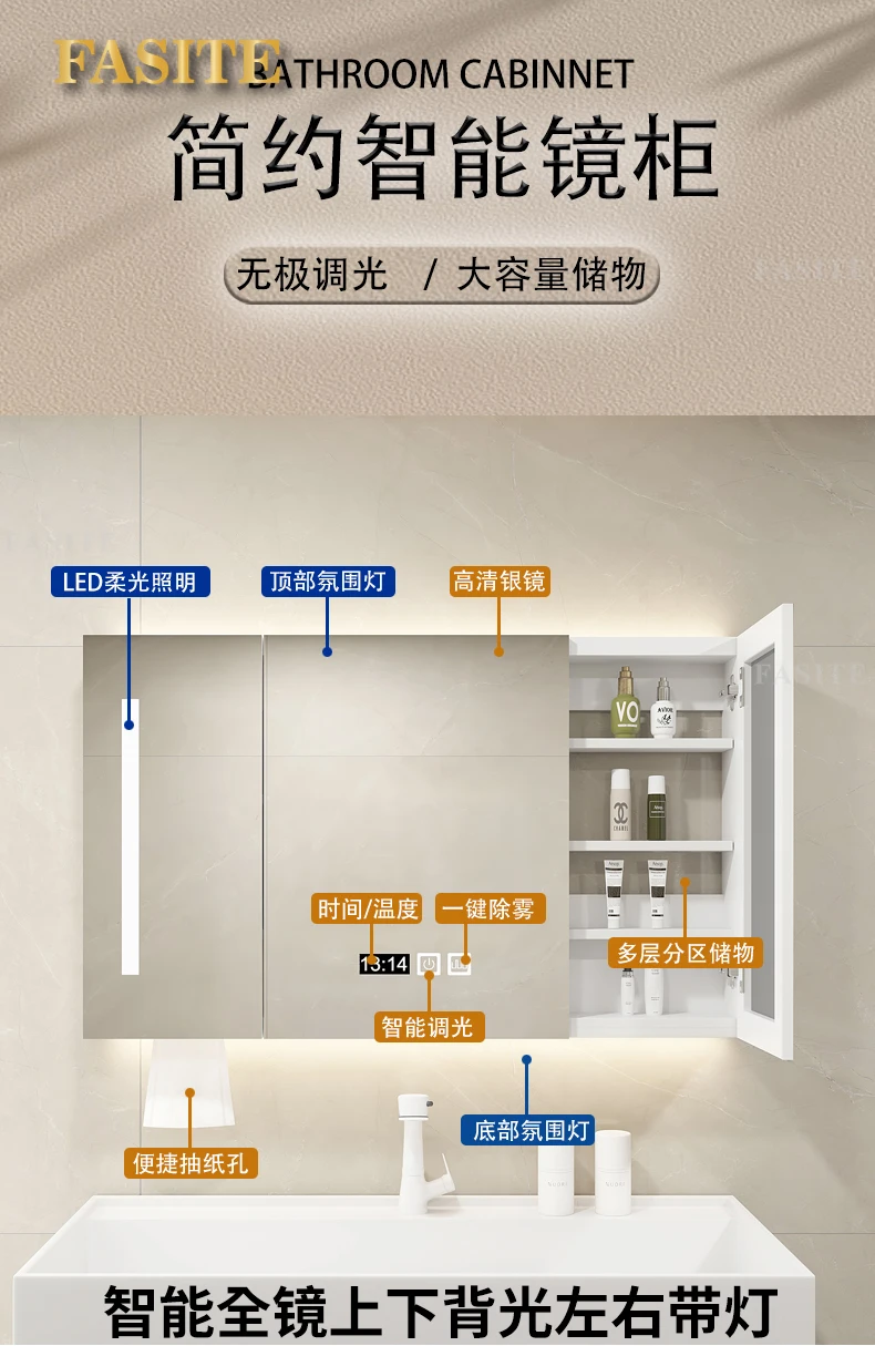 Description Picture 2 of itemMetal Washbasin Bath Mirrors Bathroom Cabinet Storage Drawer Display Bath Mirrors Wall Shelf Casa Arredo Room Furniture