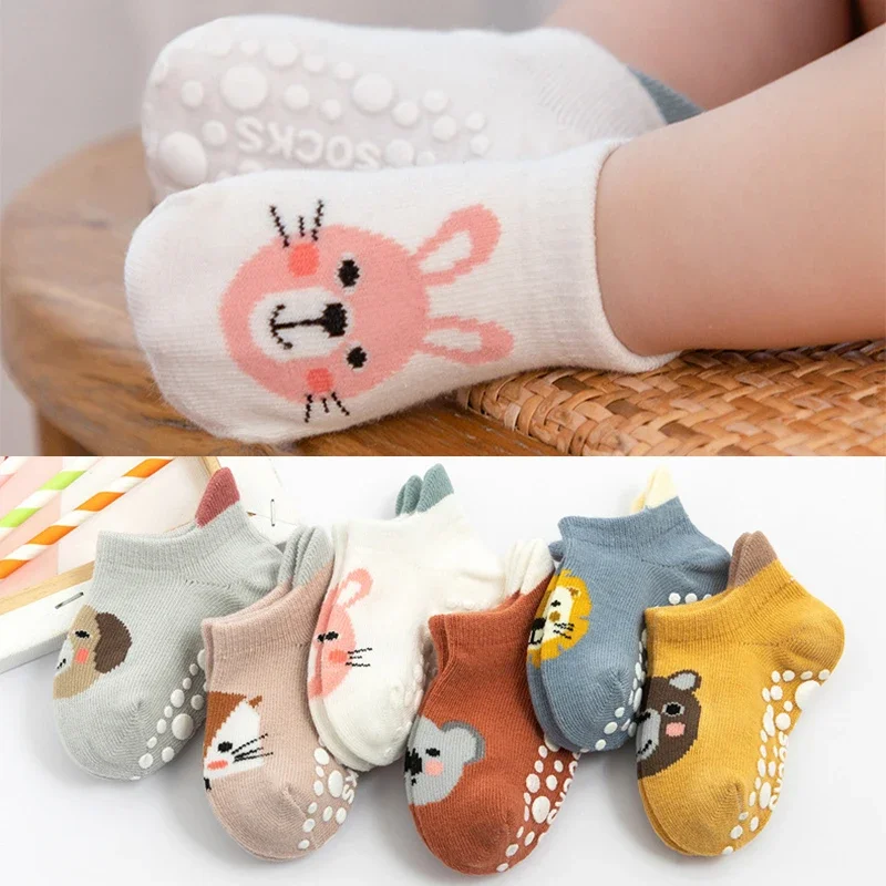 Baby Cartoon Animal Ankle Socks Boys Girls Rubber Dispensing Anti-slip Floor Short Sock for Infant Newborn Cute Cotton Clothes