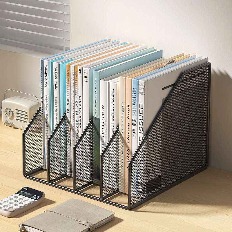 Metal File Rack Office Desk Shelf Standing Desktop File Folder File Box File Storage Box Data Rack Stationery Organizer File 2