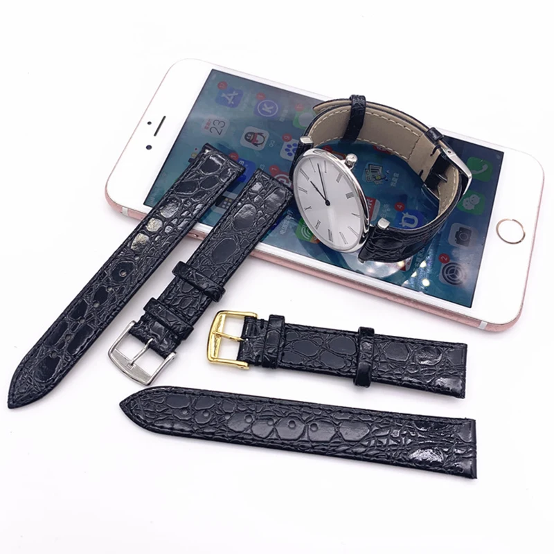 13mm 18mm 20mm Black Stitched Thin Watchbands for Longines L4.760.4 L2 Watch Band Man Genuine Leather Watch Strap Women Bracelet