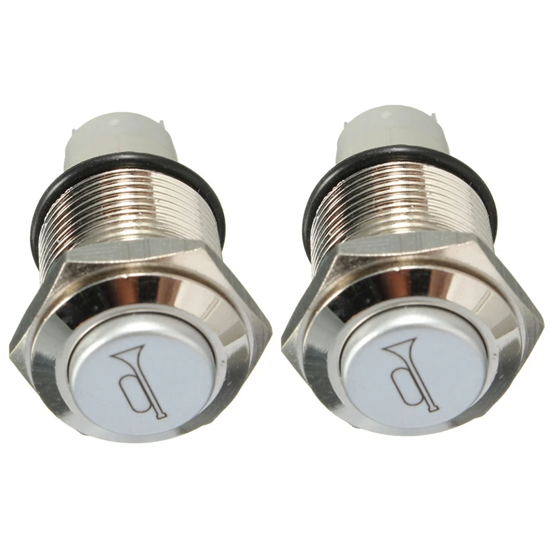 

2X 12V 16Mm Car LED Light Momentary Horn Button Metal Switch Push Button Blue