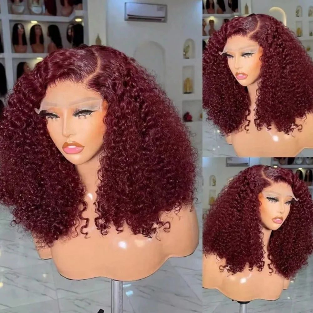 99J Burgundy Lace Front Wigs Human Hair 13x4 Deep Wave HD Lace Frontal Wigs For Black Women 200% Density Glueless Deep Curly Wig
