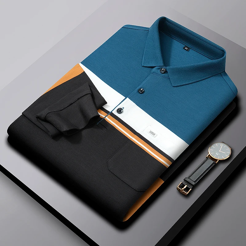 

Polo Shirts Pocket Men's Long Sleeve Trending Products Spring Autumn Casual New Business Lapel Cotton Fashion High End Classic