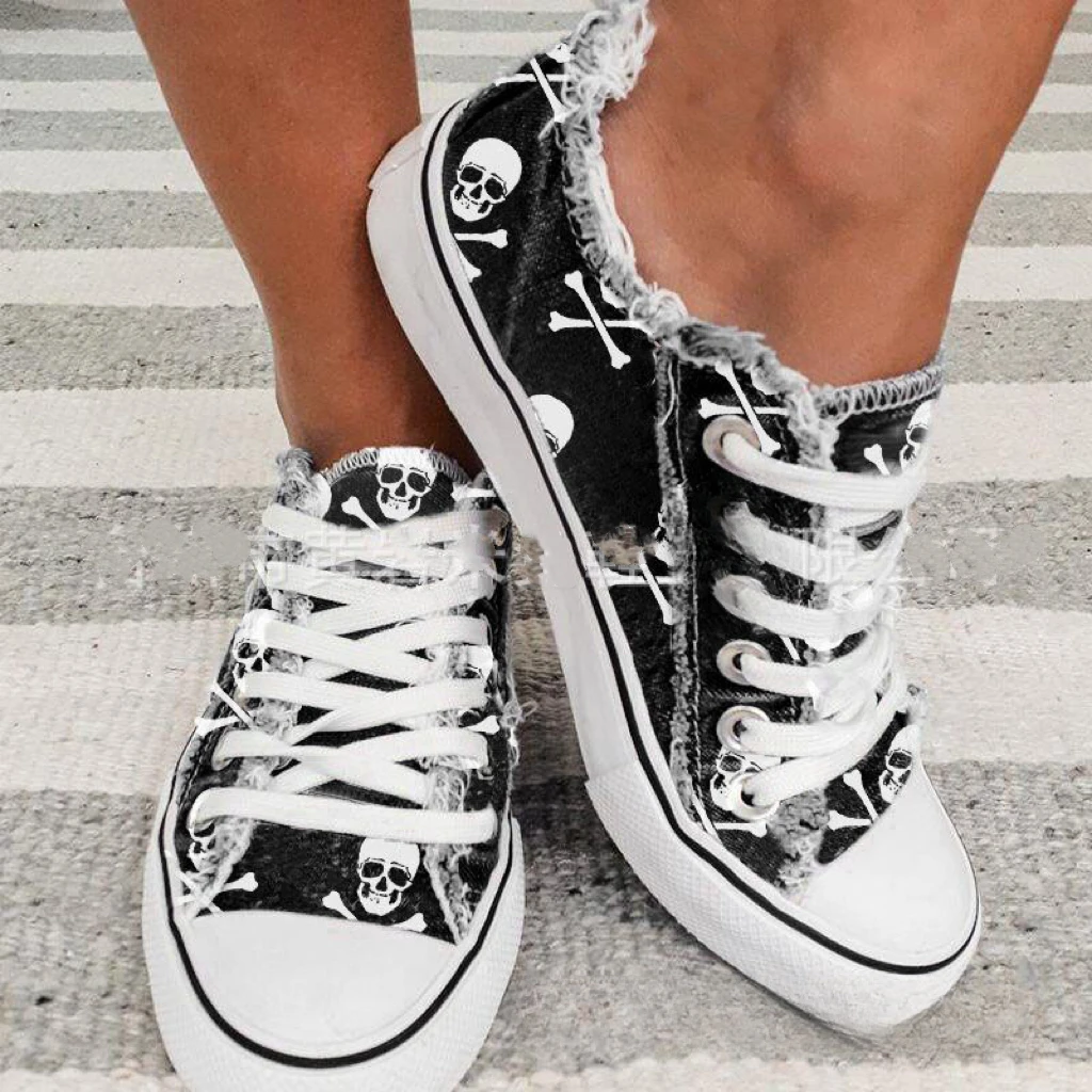 

Женские парусиновые туфли на шнуровке, с цветочным принтом, на плоской вулканизированной подошве, повседневная обувь, размеры 43, для лета, 2023