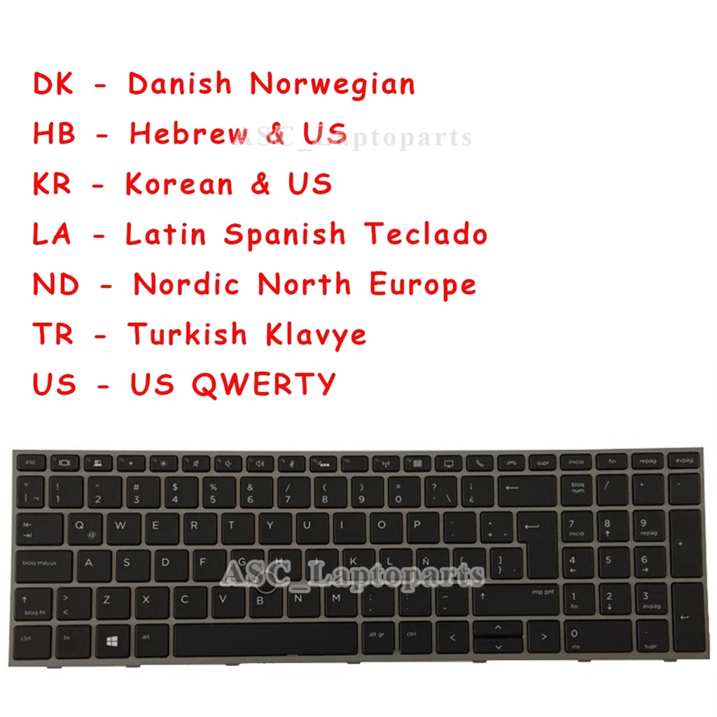 Teclado para hp Zbook 15 g5 17 g5 Moldura de Prata Coreano Espanhol Inglês Russo Russo Russo Russo Russo Russo Inglês Novo