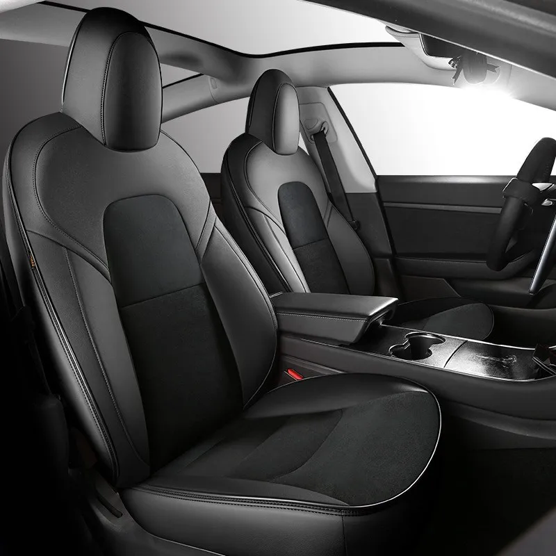 

Чехлы на сиденья автомобиля Tesla Model 3 Y, защитные чехлы из замши и кожи, модифицированные аксессуары для интерьера автомобиля