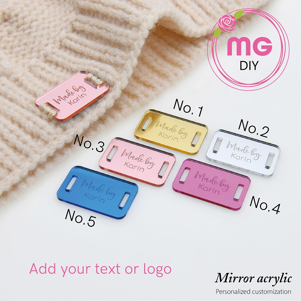 맞춤형 아크릴 거울 태그 레이저 각인 0.75x1.18(50개입) DIY 공예 의류 모자 홈데코 맞춤 로고 텍스트 선물