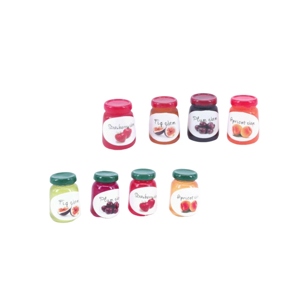 

8 Bottles House Miniatures Kitchen Display Fruit Jam Toys Artificial Micro Decors Layout Props Alloy Ornaments for Micro