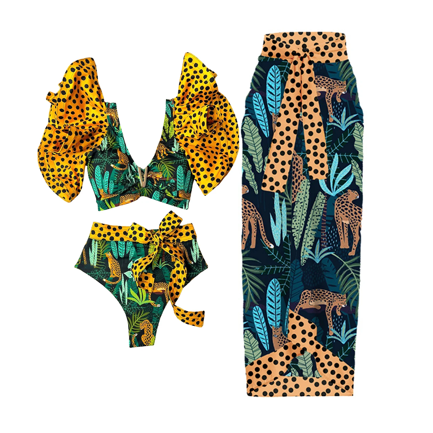 2025 High Quality Sexy Bikini Set Floral Brazilian Biquini Shoulder Ruffle Bikini Swimwear Women Swimsuit Solid Monokini Beach 6