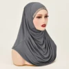 Foulard en chanvre de couleur unie pour femmes, prêt à l'emploi, couvre-cou, Hijabs de sport, châles et enveloppes islamiques sans épingle, nouvelle collection