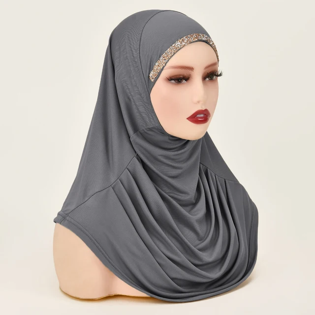 Foulard en chanvre de couleur unie pour femmes, prêt à l'emploi, couvre-cou, Hijabs de sport, châles et enveloppes islamiques sans épingle, nouvelle collection