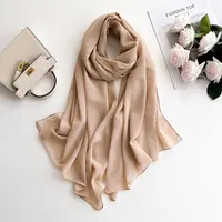 2025 Women Chiffon Hijab Scarf Premium Chiffon Muslim Hijabs Plain Good Stitching Maxi Wrap Musulman Femme Solid Color Shawls 4