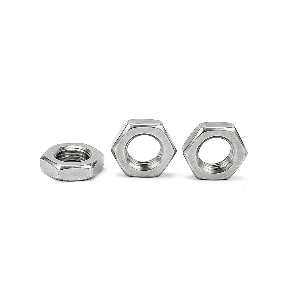 M3 M4 M5 M6 M8 M10 M12 M14 M16 M20 M24 M27 M30 M33 M36 M42 GB6172 304 Stainless Steel Flat Hex Hexagon Thin Nut Jam Nut