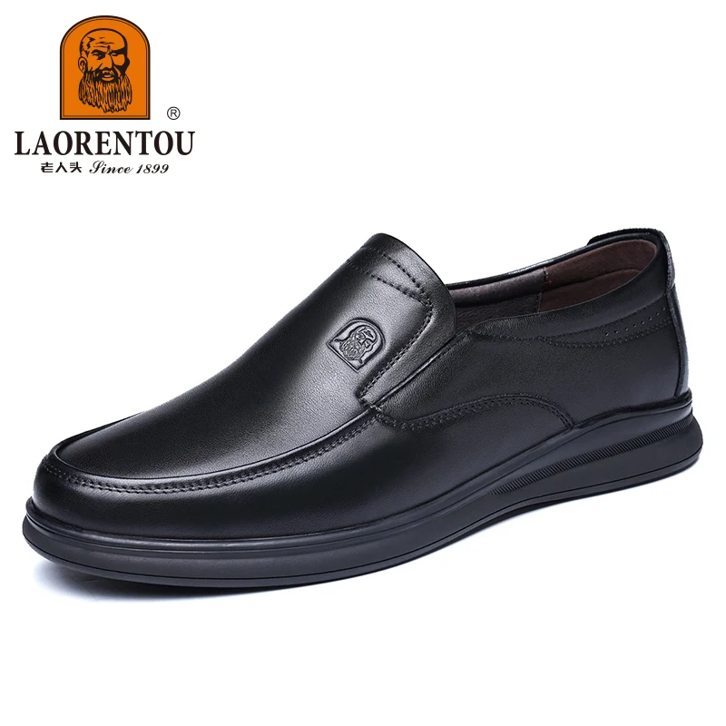 LAORENTOU genuine leather breathable casual leather shoes with soft soles, versatile dad leather shoes 4