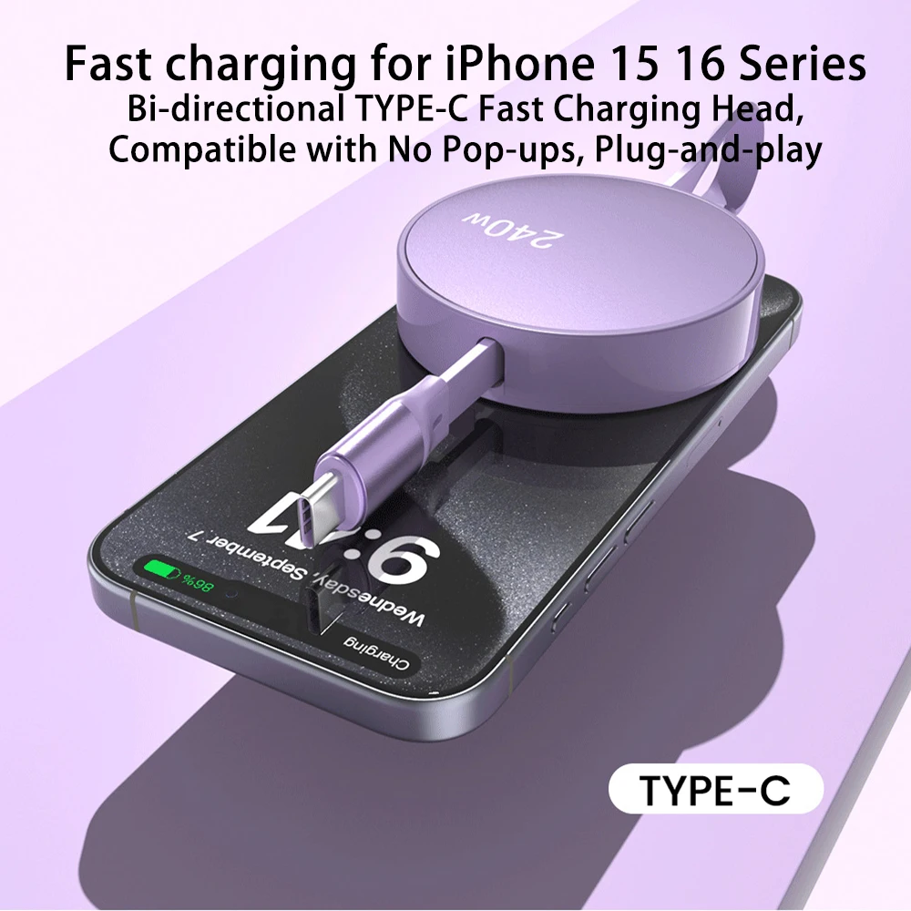 Retractable Type c to Type c 240W PD Fast Charger Cable for iPhone 15 16 Plus Pro Max Xiaomi MacBook iPad Portable Charger Cable BEST SELLERS Retractable Type c to Type c 240W PD Fast Charger Cable for iPhone 15 16 Plus Pro Max Xiaomi MacBook iPad Portable Charger Cable BEST SELLERS