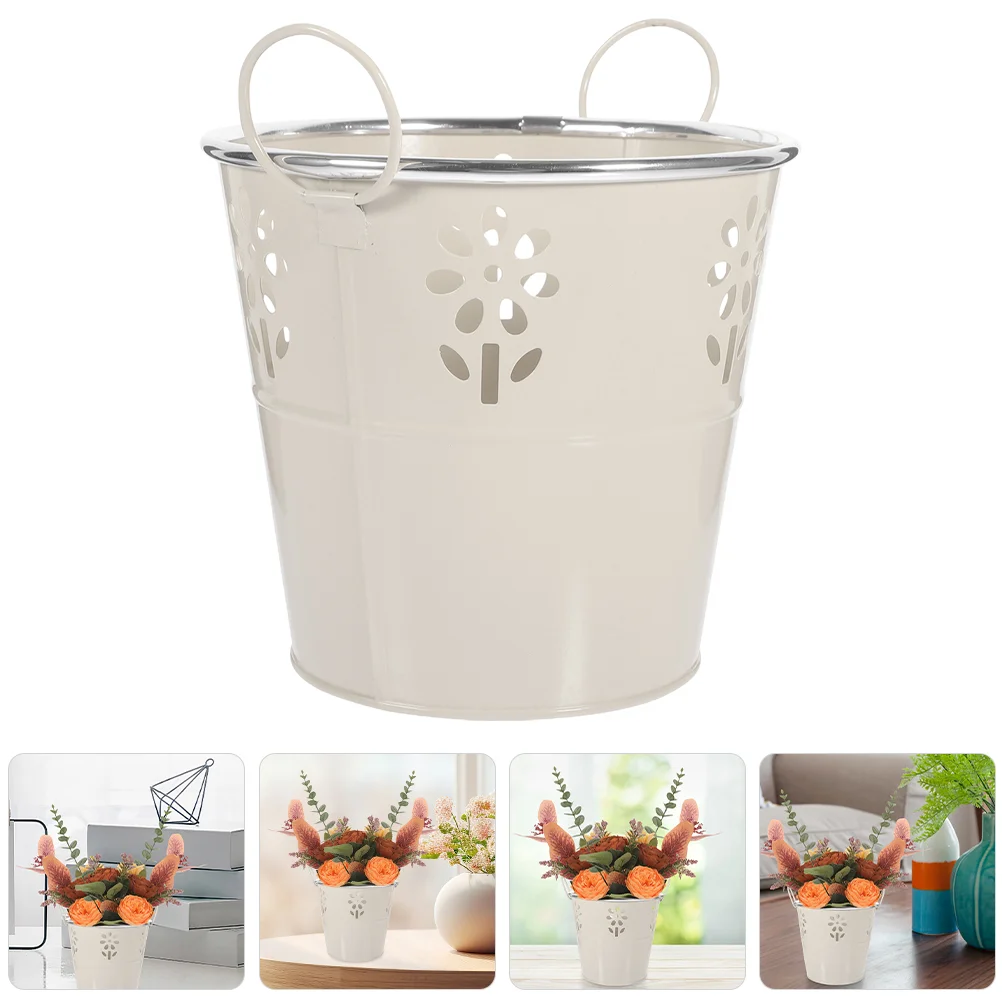 

Flowerpot Vase Dried Pots Retro Iron Multi-function Decorative Vintage Circle Vase Round
