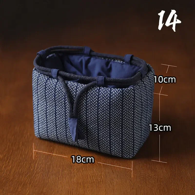 Portable Denim Tea Set Organizer Bag with Large Storage Capacity