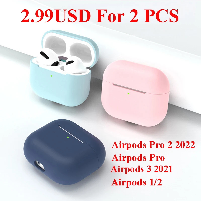 

[2Pcs]For Airpods Pro 2 Case 2022,Colorful Liquid Silicone Earphone Cover Case For Apple Airpods Pro/Airpods 3/Airpods 1/2