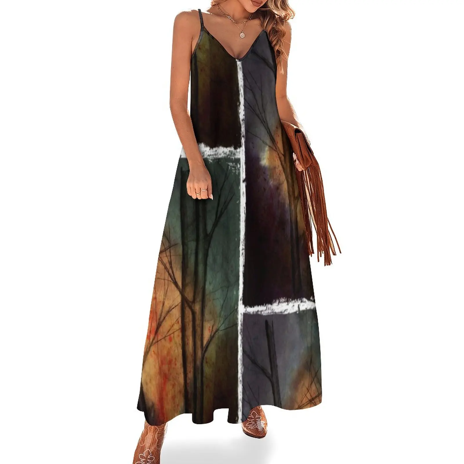 

Winter Sunset Sleeveless Dress long sleeve dress sexy dress Women long party dresses woman