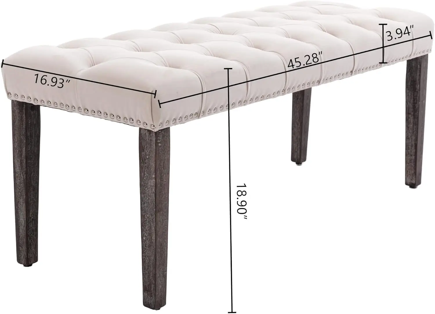 Button-Tufted Ottoman Bench, Upholstered Bedroom Benches Velvet Footrest Stool Accent Bench