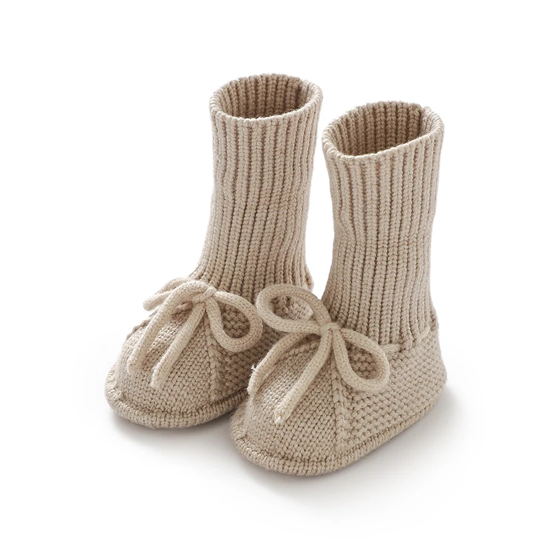 Fashion Infant Baby Boy Socks Shoes Pure Color Anti Slip Knit Newborn Girls Floor First Walkers Casual Outdoor Children Booties 3