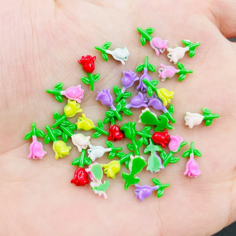 

100 Pcs New Cute Mini Kawaii Mixed Color Floret Flat Back Resin Cabochons Scrapbook Diy Party Manicure Hairpin Accessories Craft