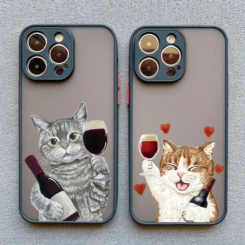 Charming Happy Cat Red Wine Decorative Phone Case