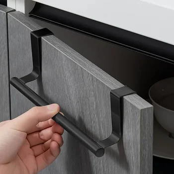 Towel Rod Steel Metal Wire Over Cabinet Towel Rack Storage Organizer Bathroom Door Hanging Towel Rack Punch-free Rag Hanger 1