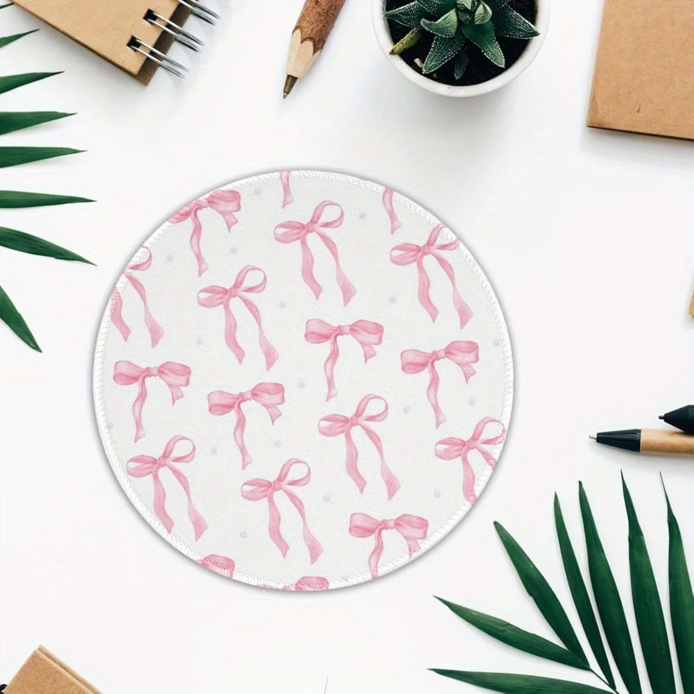 Pink Bow Non-Slip Washable Mouse Pad – Stylish Office Desk Accessory