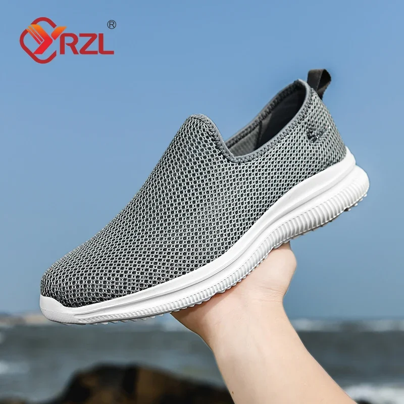 YRZL Men's Sneakers Breathable Unisex Casual Shoes Outdoor Non-Slip Mesh Loafers Walking Lightweight Fashion Male Tennis Shoes 2