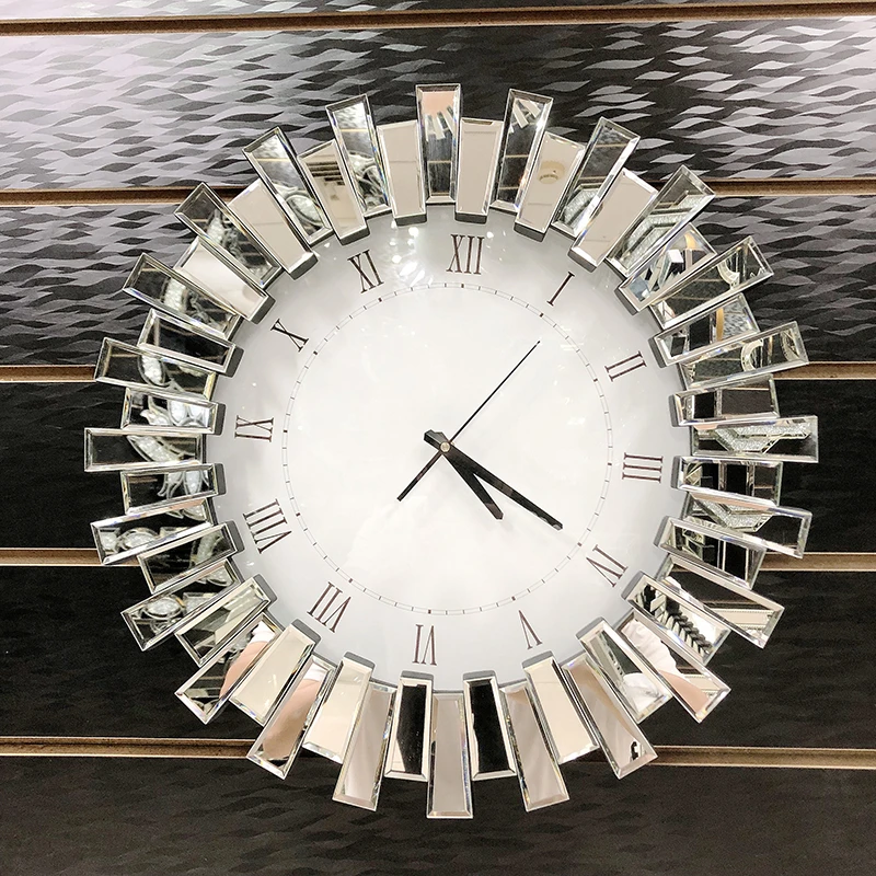 

Luxury Crystal Wall Clock Modern Design Big Size Silent Large Nordic Wall Mirrors Glass Clocks Living Room Decoration GPF50YH