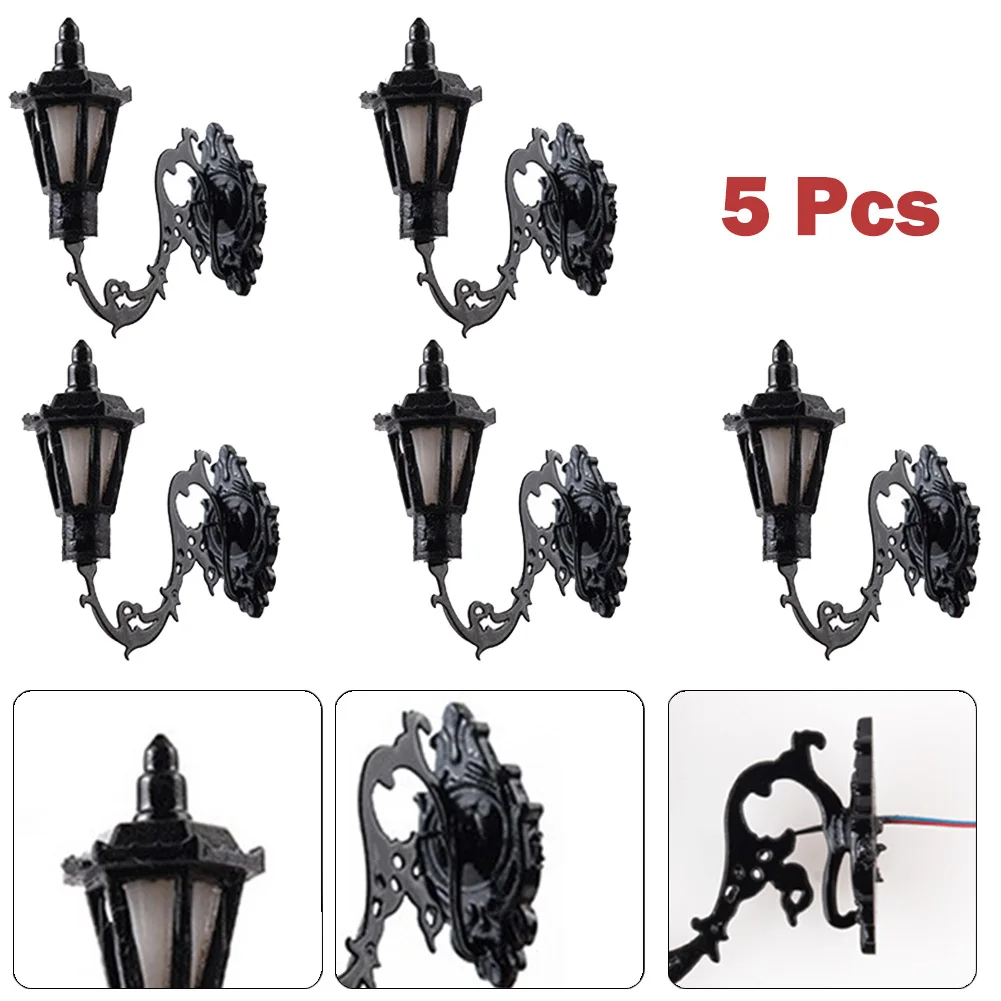 5Pcs Train Railway Park Led Lamppost Lamps Wall Lights Model Scale 3V Model Garden Lamps Miniature Lanscape Model Building 2
