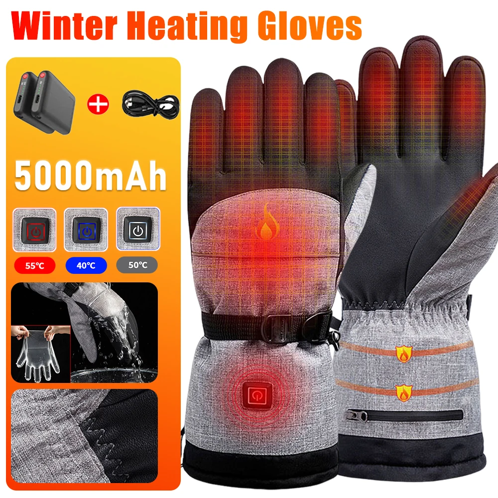 Winter Heated Gloves Electric Thermal Hand Warmer Waterproof Anti