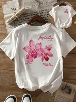 Summer Beautiful Flowers Prints T-Shirts Womens Cotton Oversized T Shirts Basic O-Neck Short Sleeve Tops Casual Woman Clothes 2