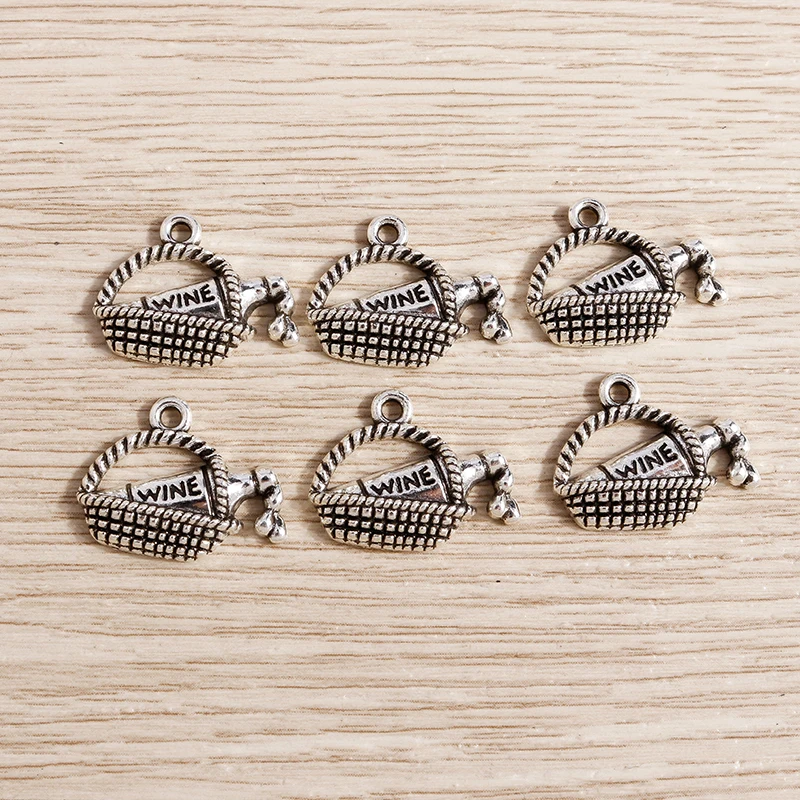 Tusember 20 Stück 19*15mm Metall-Legierung Rotwein-Anhänger DIY Halsketten Ohrringe Handgemachte Anhänger für Schmuckherstellung Zubehör