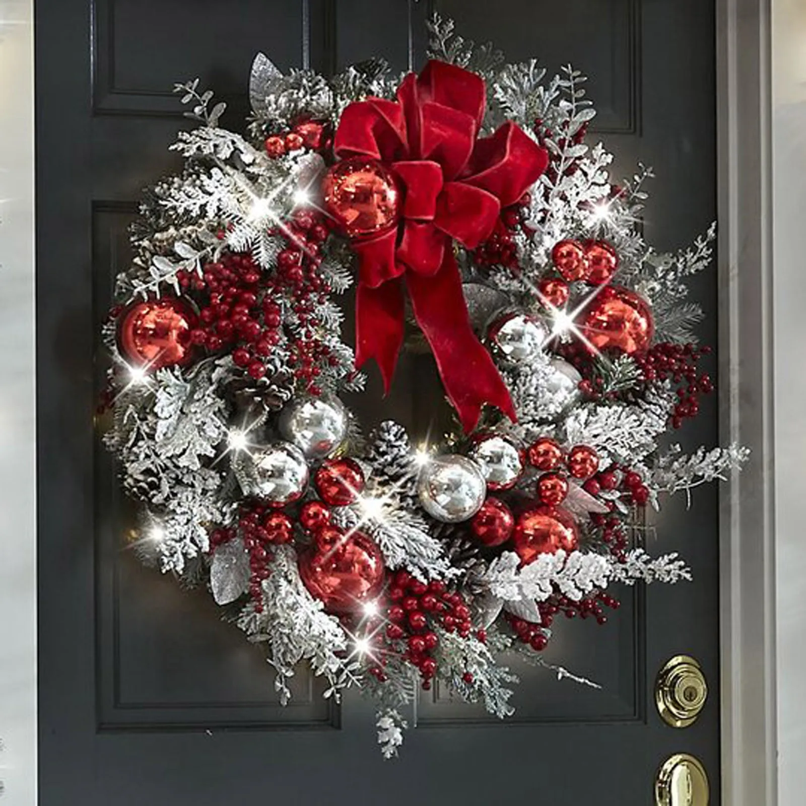 Christmas Wreath Front Door Christmas Door Wreath Red Ball