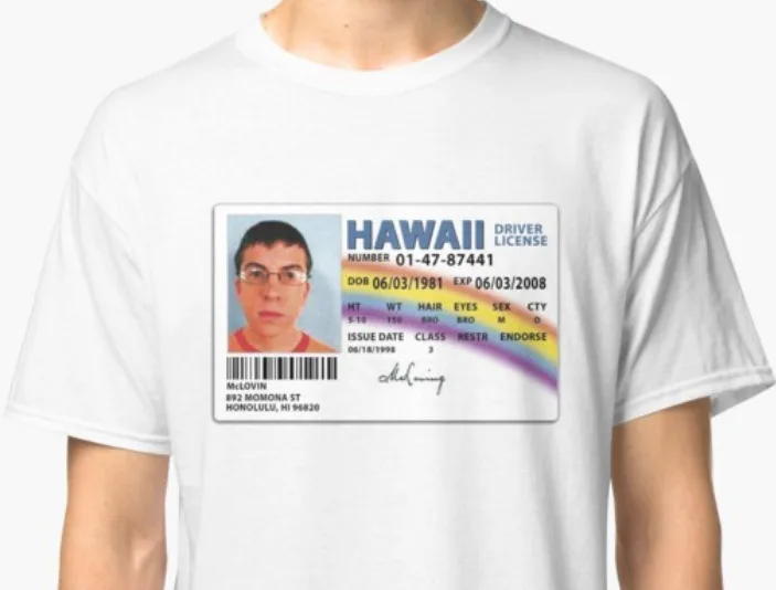 

Футболка McLovin Id | 2000s | Культовый комедийный фильм | 100 хлопок унисекс